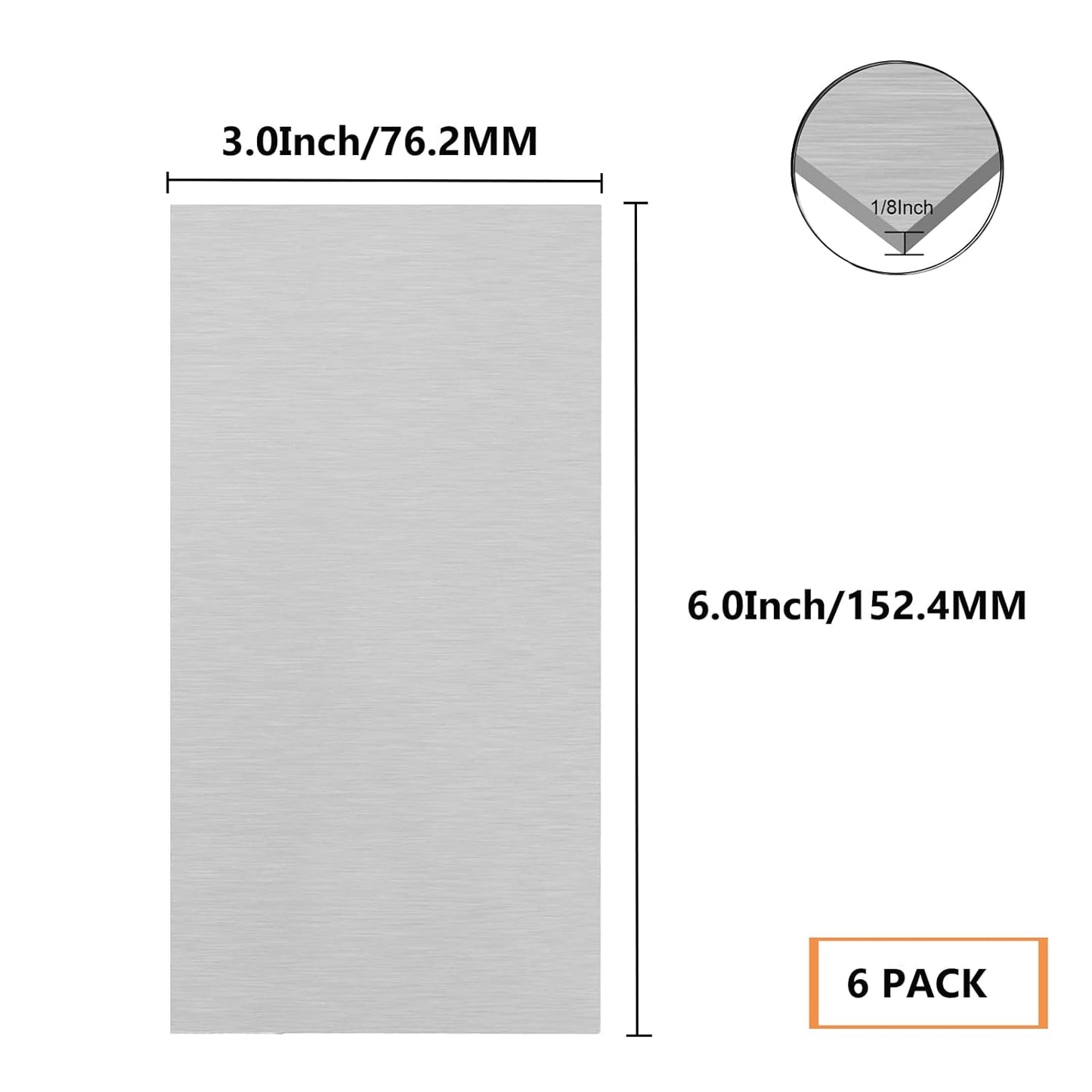 Welding Kit - 6Pack 6061 T651 Aluminum Sheet Metal 3" X 6" X 1/8 Inch Flat Plain Aluminum Plate Weld Practice kit for MIG, TIG, Stick, Arc, Gas and Brazing, Welding Practice kit for Beginners