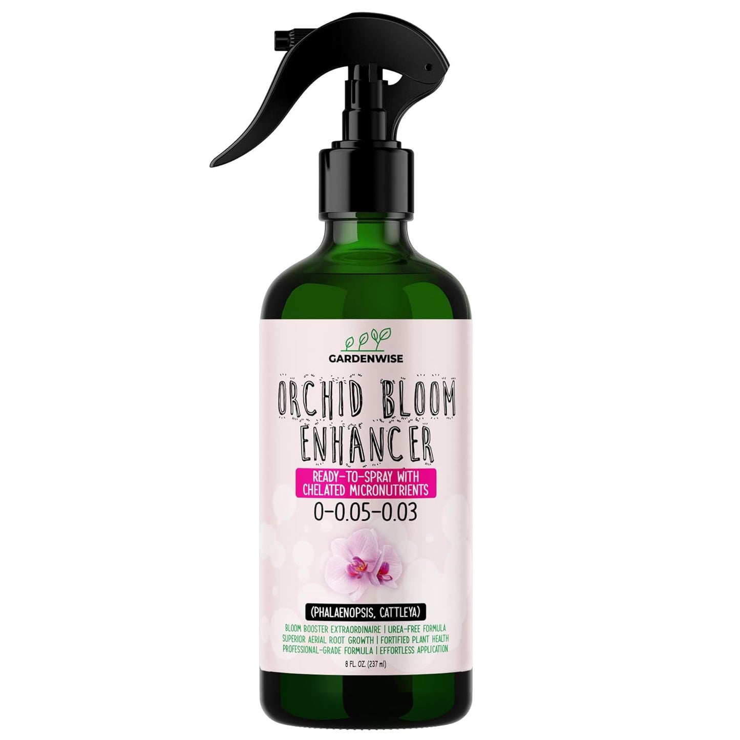 Orchid Food Bloom Booster Fertilizer - Bloom Orchids Fertilizer – Phosphorus and Potassium Formula 0-0.05-0.03 - Ready-to-Use Spray with Chelated Micronutrients (8 OZ)