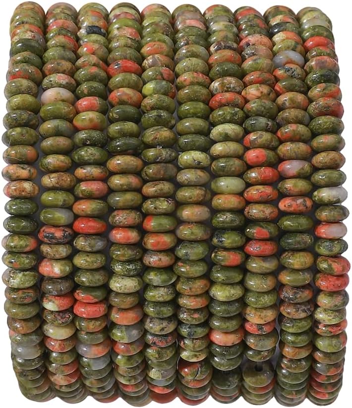 Natural Unakite Disk Stone Beads 4x2mm 160pcs Rondelle Loose Semi Gemstone Beads for Jewelry Making Design