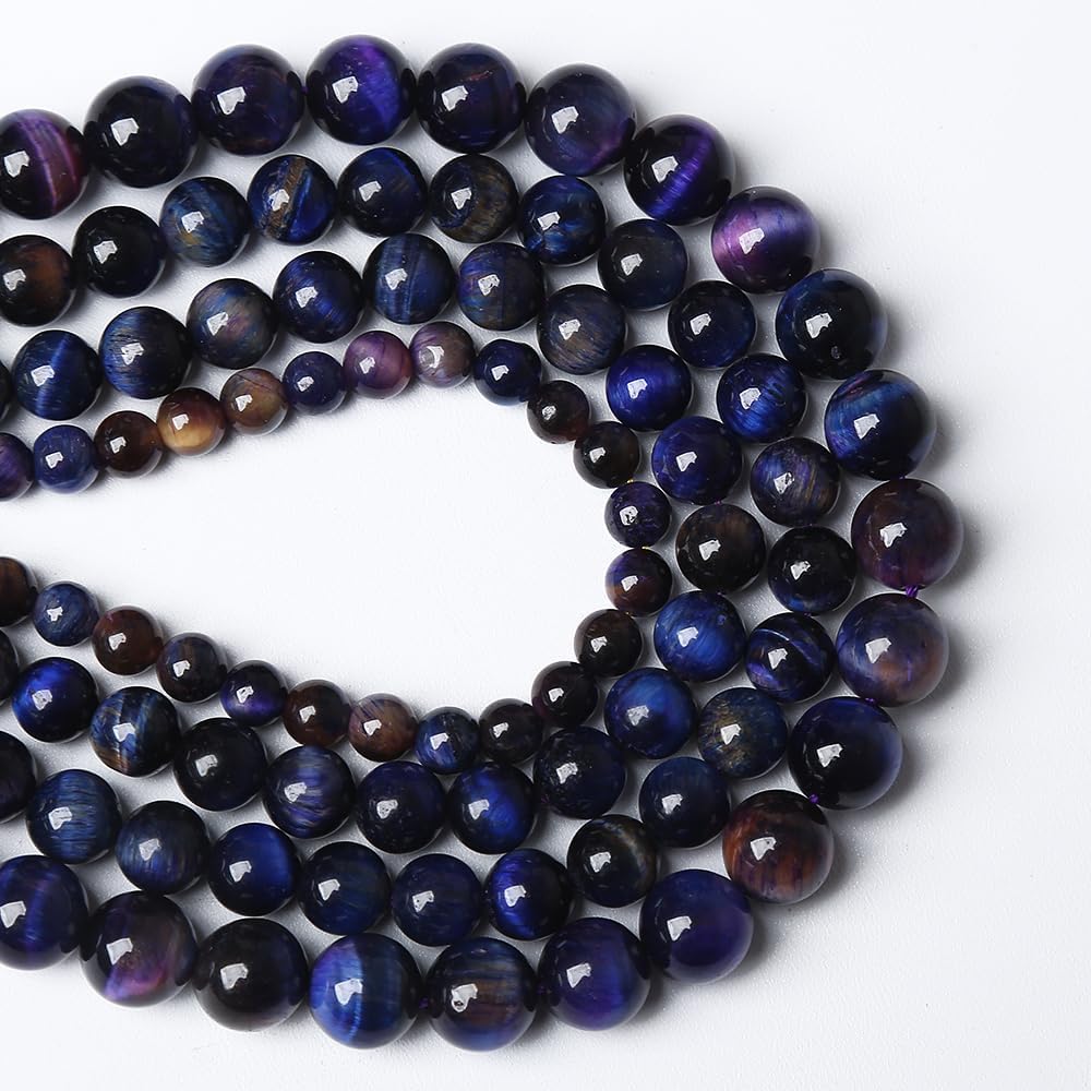 180PCS 4mm AAA Natural Tiger Eye Stone Beads Gemstone Round Spacer Loose Beads for Jewelry Making DIY Bracelet,Necklace, Earrings 2 Strand 32"