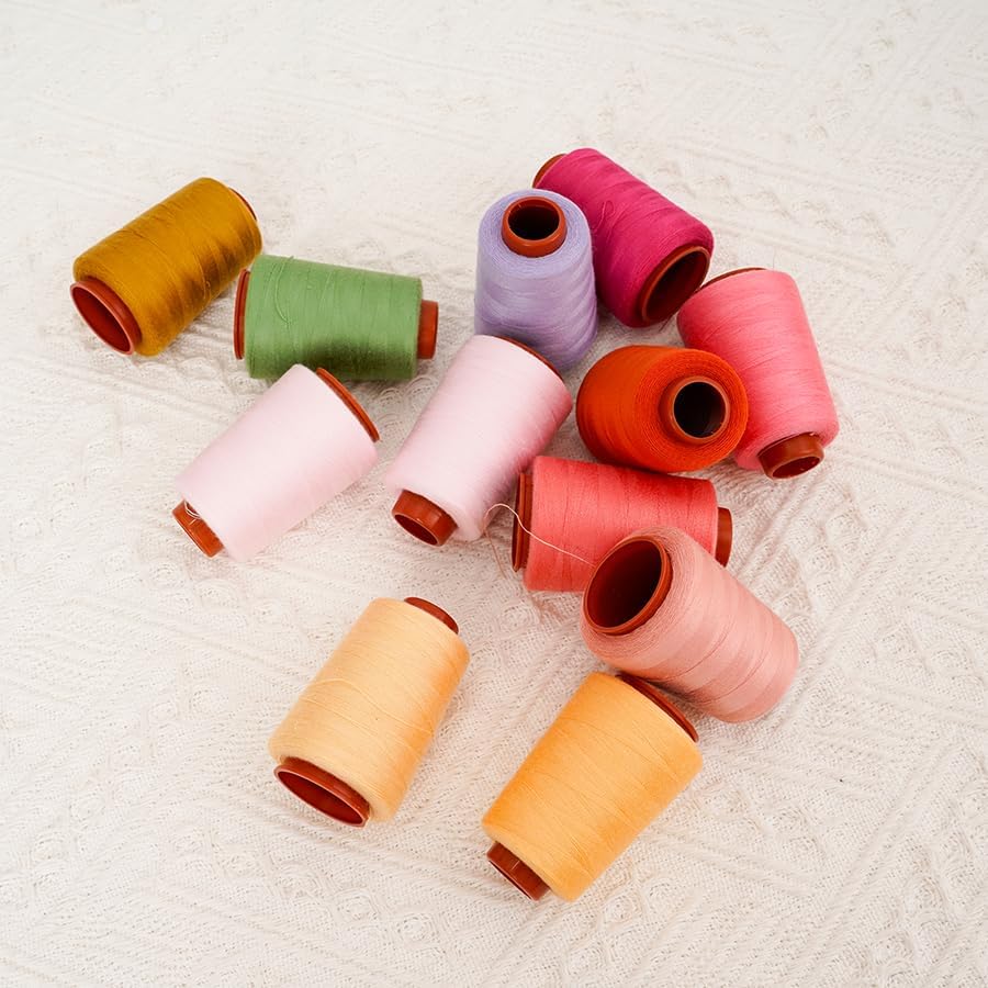 12PCS Sewing Thread Kit 30wt Spools,12 Colors,Assorted Colors Each 800 Yards of Polyester Threads for Sewing Hand and Machine,Stitching, Quilting, Serger (ZH-800YARDS-2ZH)