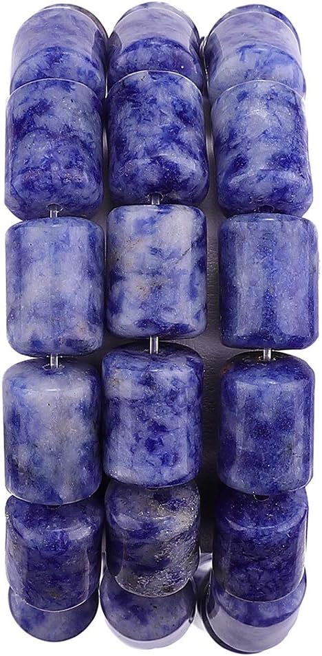 Natural Blue Sodalite Cylinder Stone Loose Semi Gemstone Beads for Jewelry Making 10mmx14mm 38cm