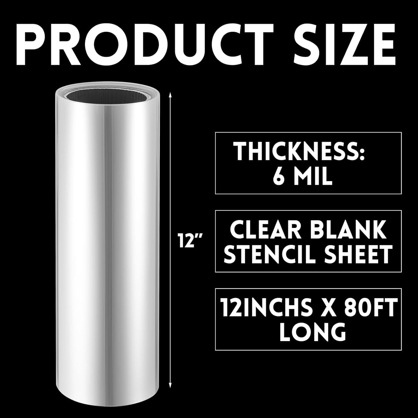 Frienda 12 Inches x 80 ft 6 Mil Rolls Blank Stencil Sheets Acetate Sheets Clear Template Material Reusable Acetate Rolls for Crafts Stencil Vinyl for Cutting Machines(Clear)