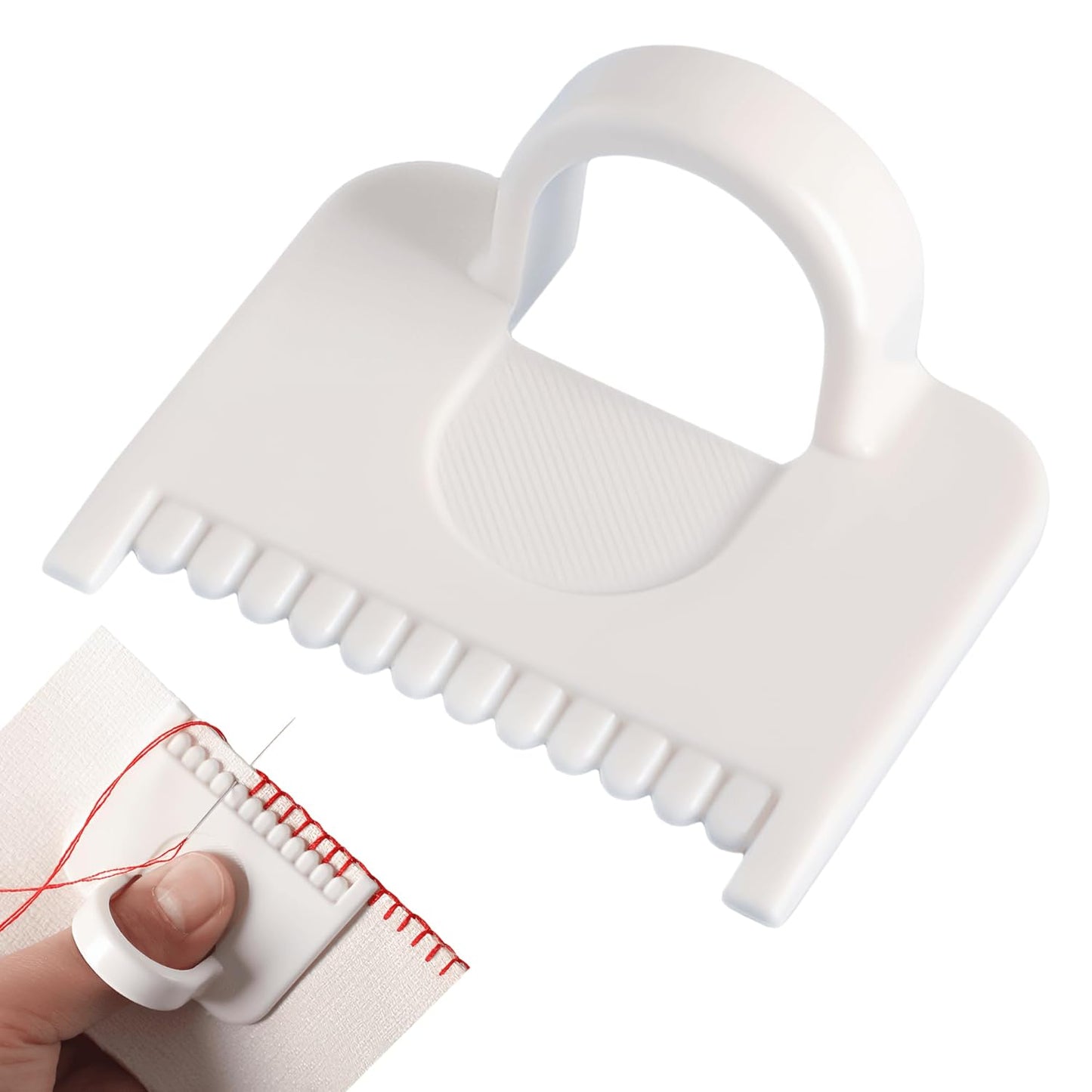 1 PCS Square 3mm Edge Lock Seam Guide, Mini Sewing Finger Ruler for Hand Sewing, DIY Sewing Kit Tool, Sewing Needle Gauge Measuring Guide, Square White