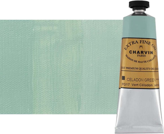Charvin Extra Fine Oil Paint, Celadon Green 60 mL - Triple-Milled, Rich Texture, Poppy Oil-Based, Light-Fast, Handmade, Archival Quality