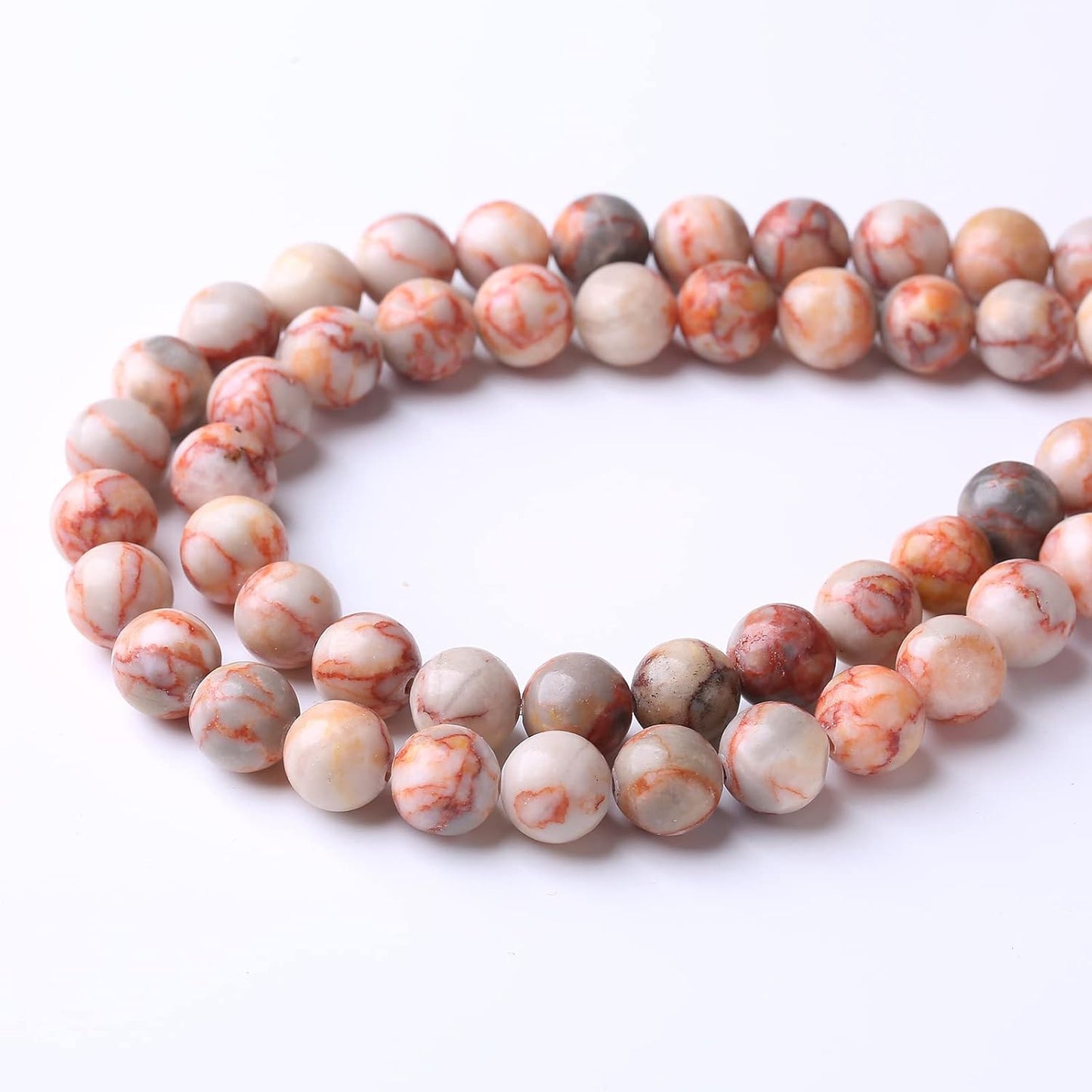 48PCS 8MM Red Network Stone Beads Energy Healing Beads for DIY Jewelry Bracelet Necklace Making for Jewelry Making 15Inch