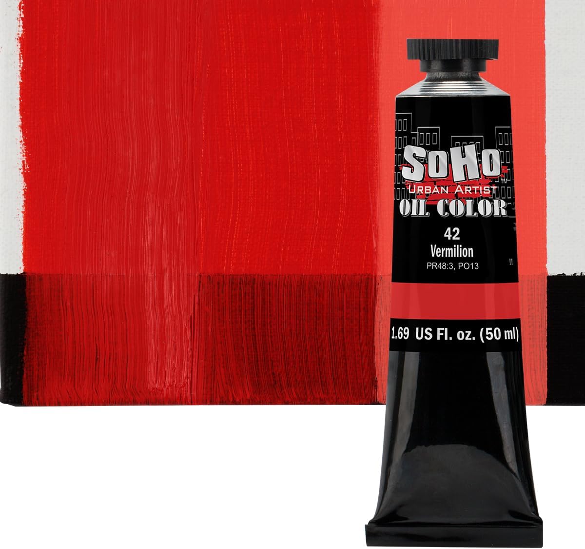 Soho Urban Artist Oil Paint - Vermilion, 50 ml Tube - Best Valued Oil Colors for Painting, Excellent Pigment Load