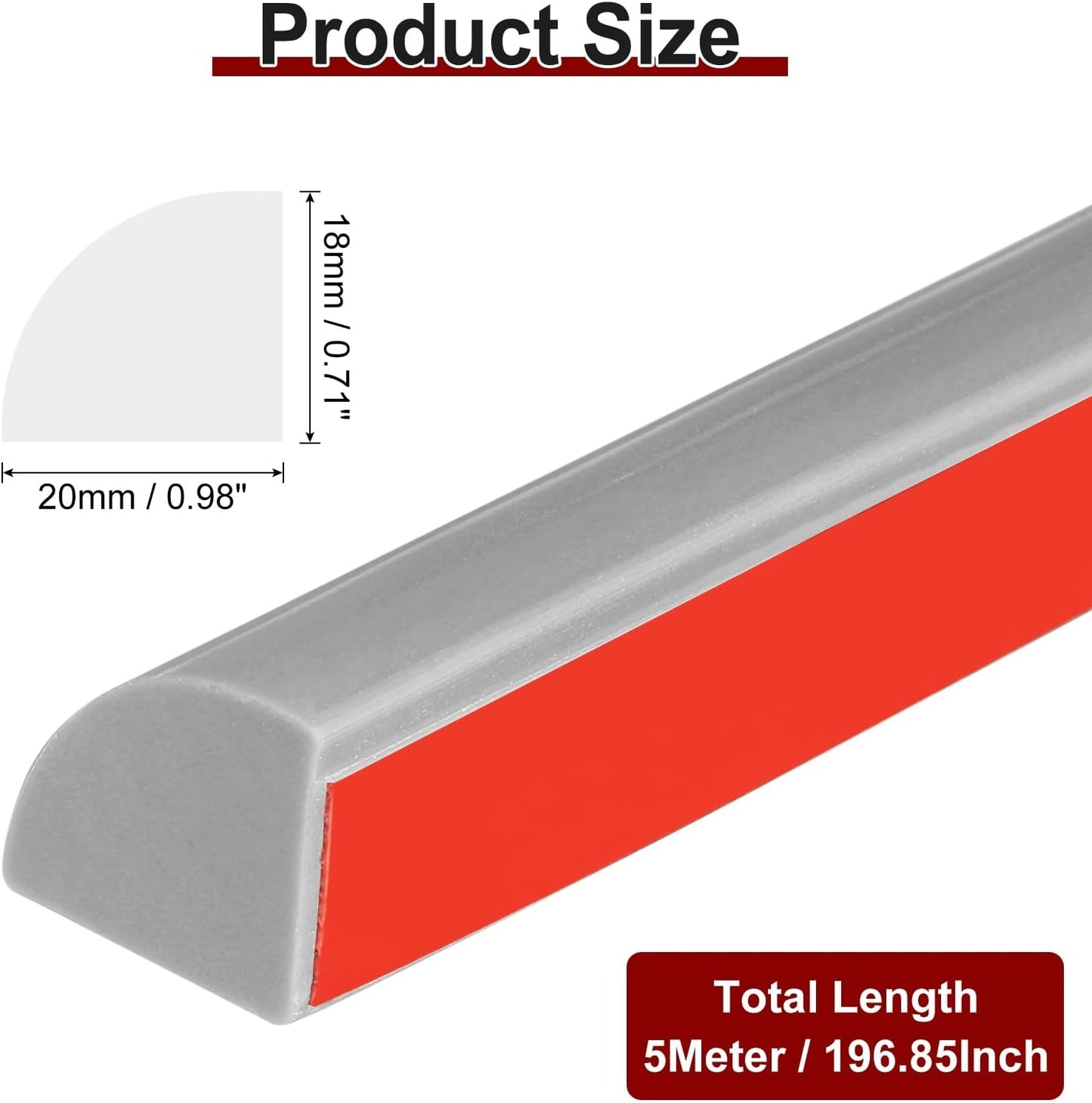 uxcell 197 Inch Flexible Quarter Round Molding Silicone Peel and Stick Trim Self Adhesive Shower Water Barrier for Corner Decor Bathroom Kitchen, Gray