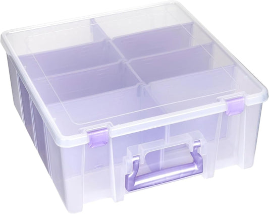 ArtBin 6990JZ Super Satchel Double Deep Compartment Box - Art Storage with 8 Removable Compartments, Smart Closure for Craft Supplies (Purple- Pack of 1)