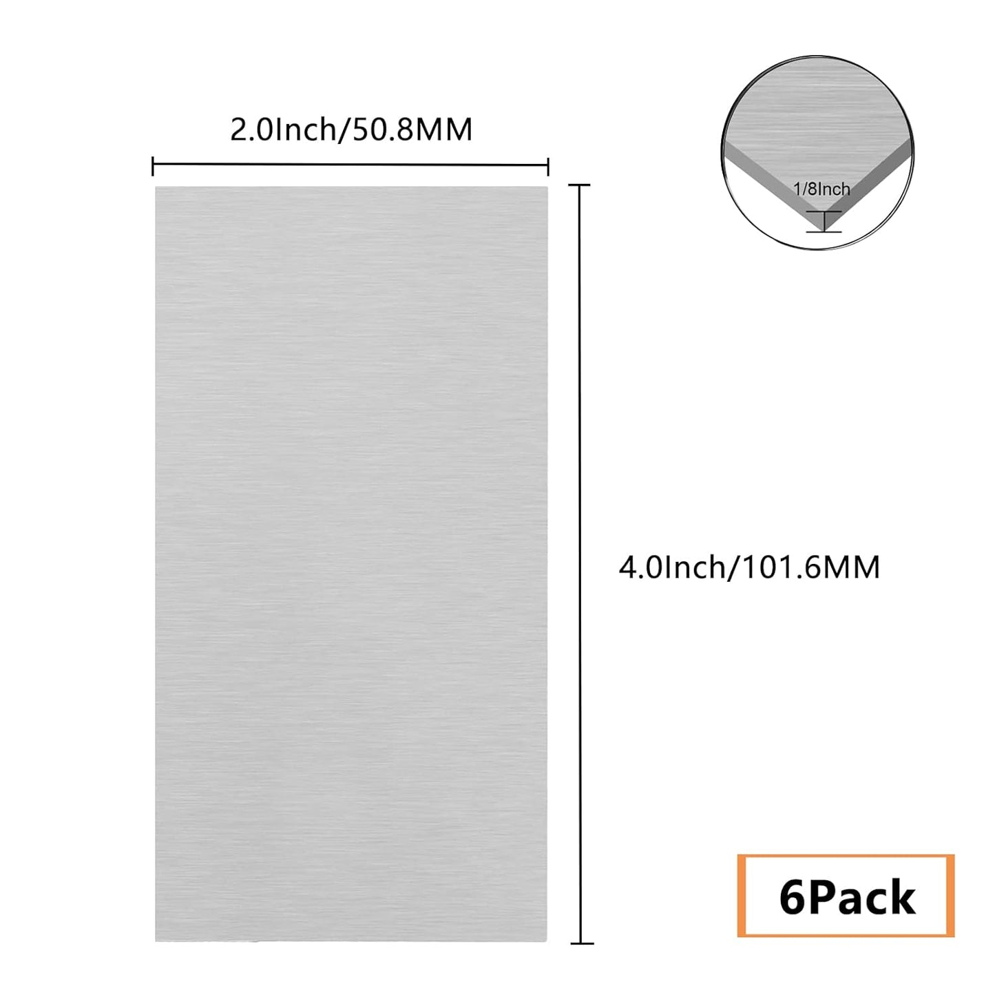 Welding Coupons- 6Pack 6061 T651 Aluminum Sheet Metal 2" X 4" X 0.125Inch Flat Plain Small Aluminum Plate Weld Practice kit for MIG, TIG, Stick, Arc, Gas, Brazing, Welding Practice kit for Beginners