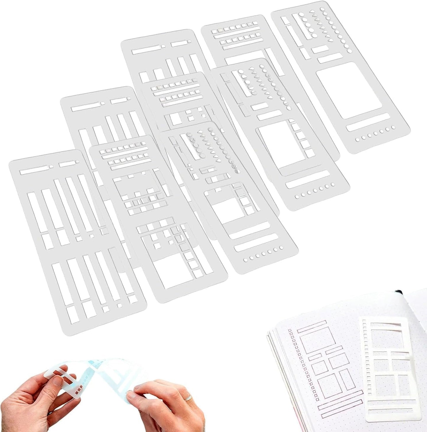 Handmade Flexible Record Template, Reusable Planner Stencils for Journaling, Calendar, Checklists, Scrapbooking & DIY Craft Supplies (3 Set)