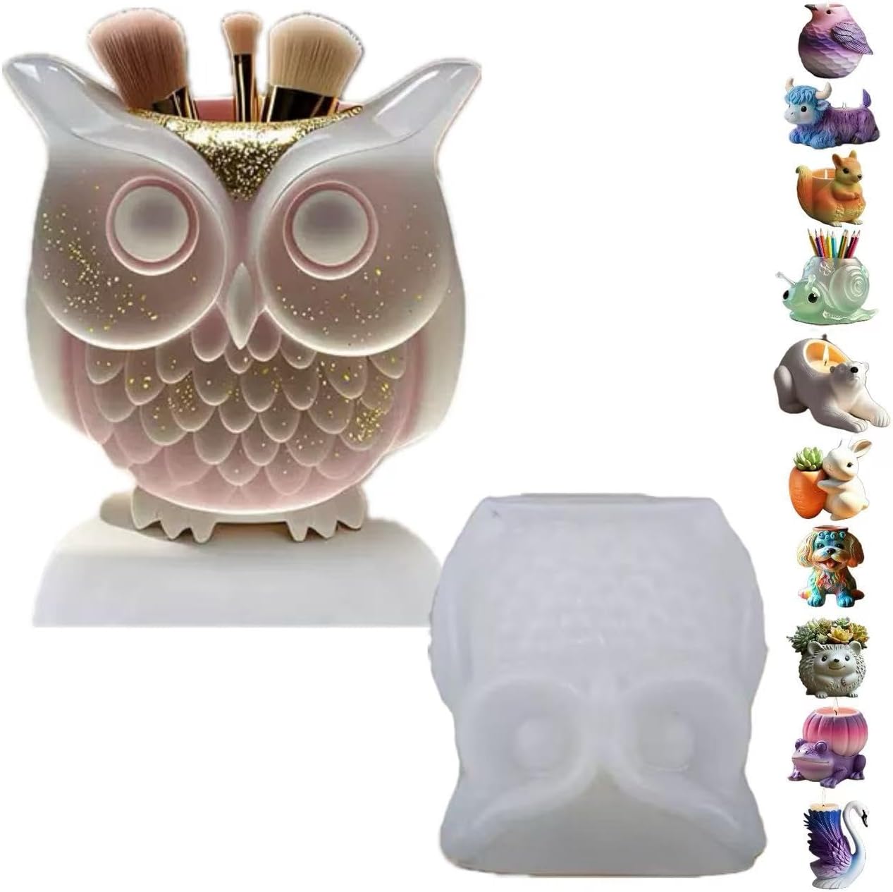 Animal Resin Molds Silicone 3D Cute Owl Epoxy Resin Plaster Candle Holder Wax Molds for Candle Making, Art Crafts DIY Unique Display Home Decor