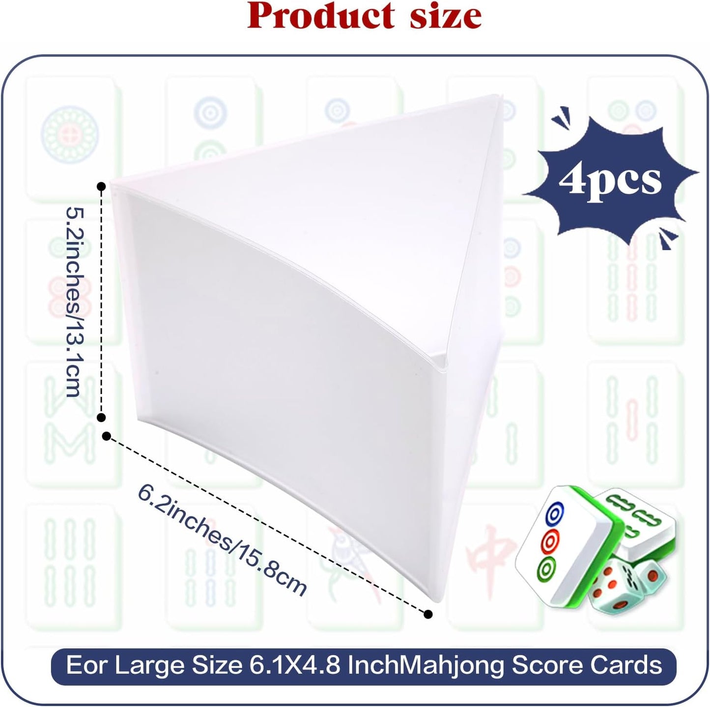 Frosted PVC Mahjong Card Sleeves - Waterproof Protectors for Mahjong Cards 2025, Soft Durable Cover fits 6.3x4.8 inch scorecard, Perfect for Mahjong Tile Set Gifts (Large-4)