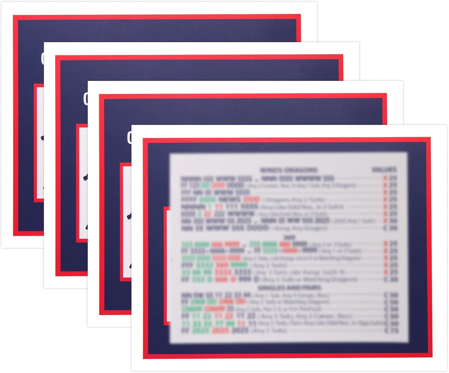 Mahjong Cards 2025, 4pcs Official Revision - American Mah Jongg Rule Card Set - Large Print, Easy-to-Read