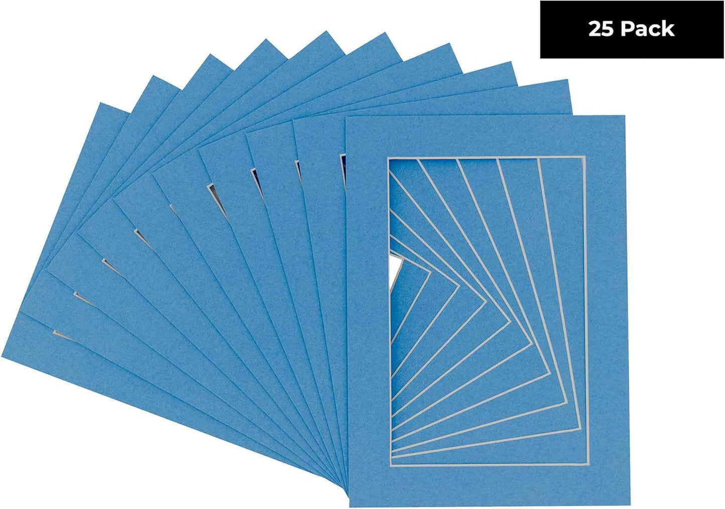 6x8 Mat for 8x10 Frame - Precut Mat Board Acid-Free Show Kit with Backing Board, and Clear Bags Bay Blue 6x8 Photo Matte Made to Fit a 8x10 Picture Frame Matboard for Framing, Pack of 25 Mats