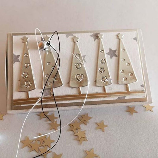 Mvchifay Cutting Dies Happy Birthday Metal Stencils Scrapbooking Tool DIY Emboss Paper Card Making (Christmas Trees-12.4x4.8cm)