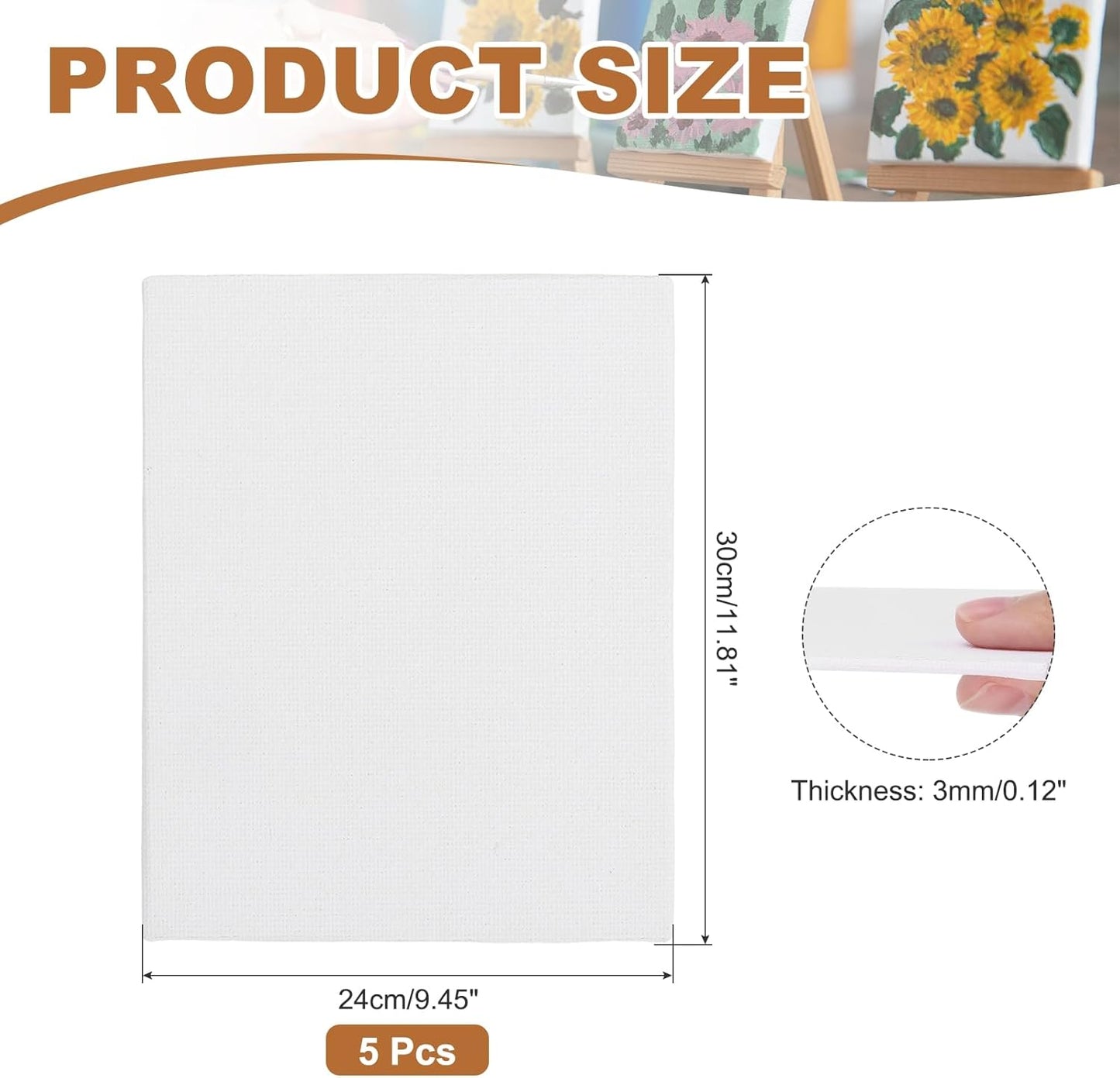 MECCANIXITY Canvas Boards for Painting, 9x12 Cotton Blank Primed Art Canvas Panels Acid-Free for Painting Supplies Oil Acrylic Tempera Watercolor Pouring Paint Artists(White, Pack of 5)
