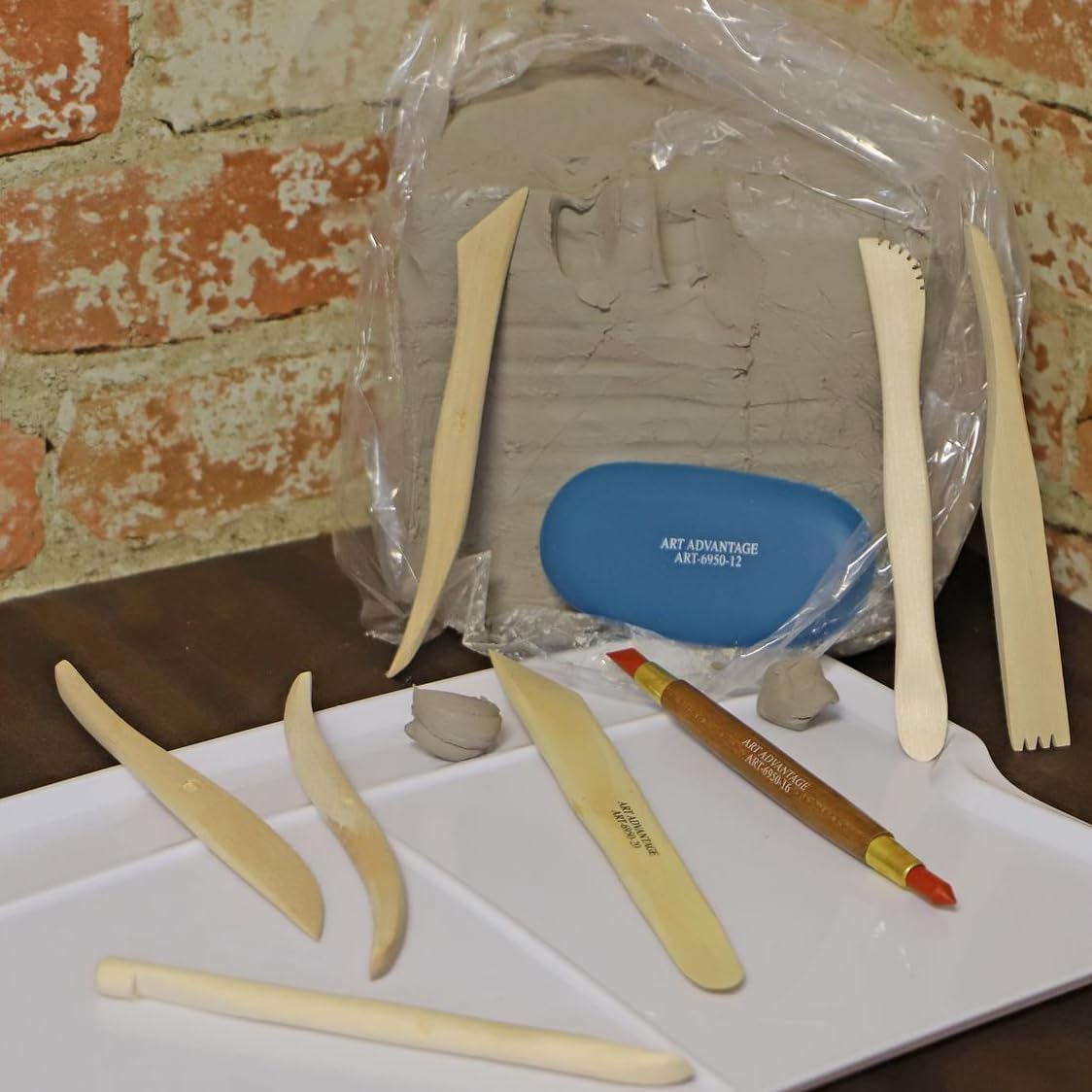 Art Advantage Wood Modelling Tool 8" – Wood Sculpting, Clay, Carving & Crafting Tool, Wooden Playdough Tools for Pottery, Polymer Clay, and DIY Projects