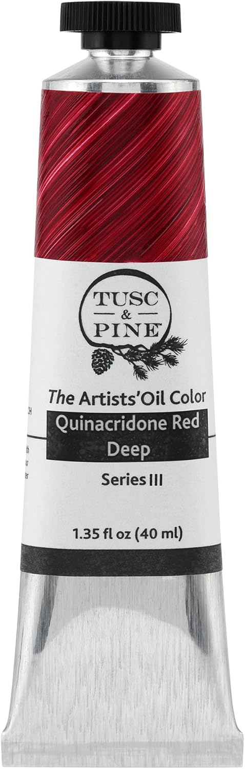 Tusc & Pine Artist Oil Paint - Quinacridone Red Deep, 40 ml, Non-Yellowing, Rich & Creamy Consistency, Maximum Pigment Load, Small Batch Milled Oil Paints Made in the USA for Professional Artists