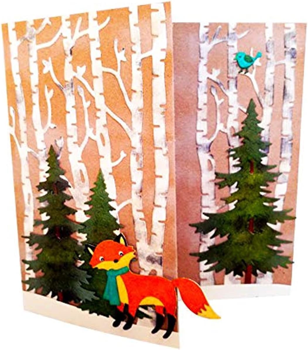 Lapoo Metal Cutting Die for Scrapbooking, 3D Backgrounds Frame New Cutting Dies DIY Album Card Making Decor Paper Craft Metal Die Cuts Party Wedding Decorations (Forest 3.6 x 6 in)