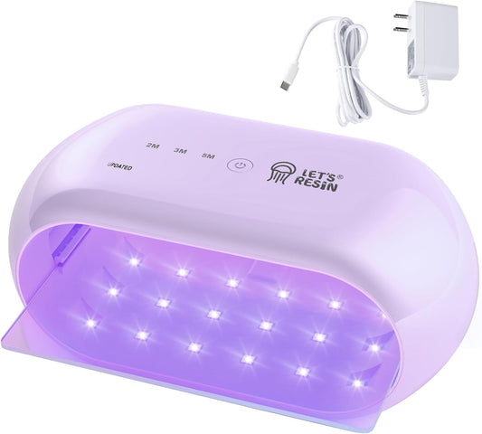 LET'S RESIN UV Light Advanced,Two-Sided Longer time Setting(2m,3m,5m) UV Lamp with Single Head Adapter, Large Size 36 Beads LED UV Light for Resin Curing,Resin Molds,DIY Craft Decor(Purple)