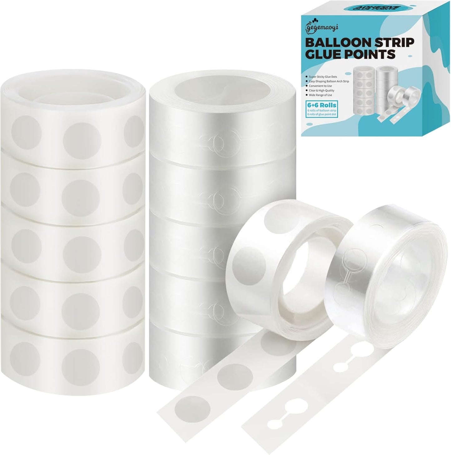 Balloon Arch Kit - 98.4ft DIY Balloon Garland Strip with 600Pcs Clear Glue Point Dots, Removable Adhesive Tape for Balloon Arch Decorations, Wedding & Craft Decor