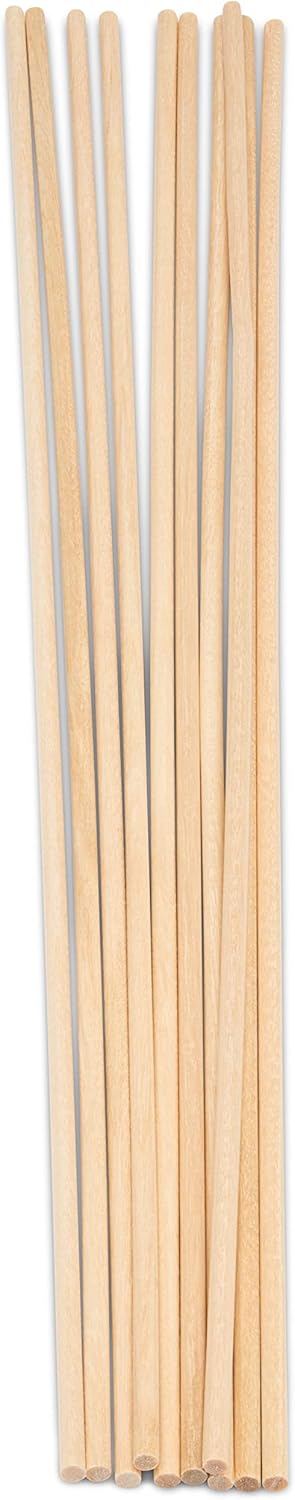 Wooden Dowel Rod, 1 Inch x 18 Inch Wood Dowels, Pack of 10 Wooden Dowels for Crafts, Unfinished Hardwood Wooden Dowels Rods, Strong Wood Rod Dowels for Crafting and DIYers