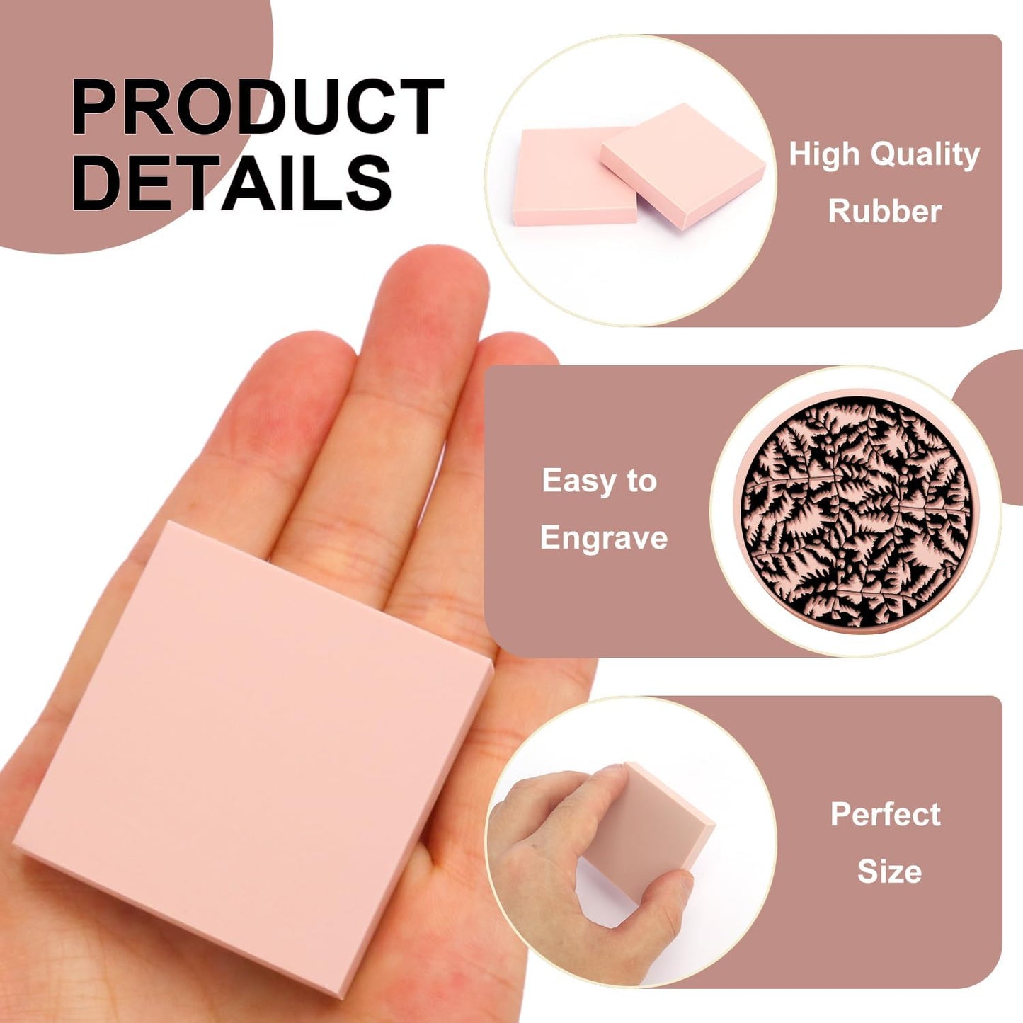 60 Pcs 2"x2" Rubber Carving Blocks, Linoleum Blocks, Stamp Carving Blocks for Printmaking, Linocut Artists, Crafts and More,(Pink) by KUKLIPJIM.