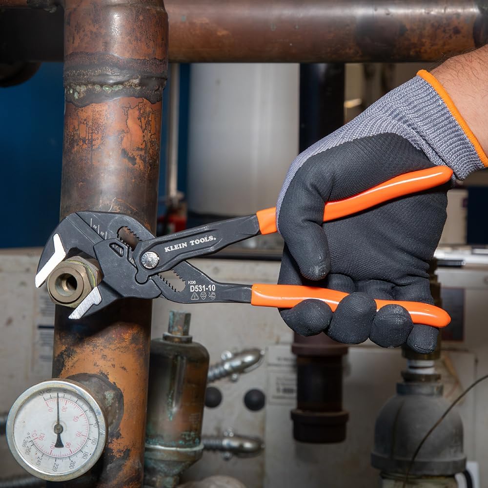 Klein Tools D53102KIT Adjustable Pliers Wrench Set, Compact High-Leverage Parallel Smooth Jaw Pliers, 7-Inch and 10-Inch, 2-Piece