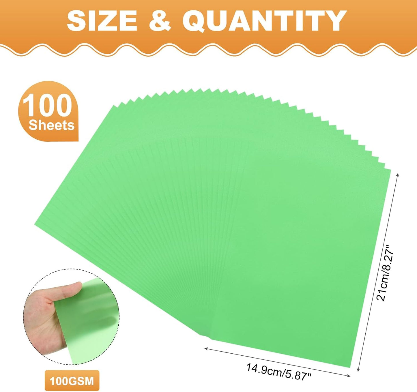 MECCANIXITY 100 Sheet Colored Vellum Paper 5.9" x 8.3", 100gsm Translucent Printable Vellum Sheets for Printing Wedding Invitations Inkjet Laser Printer, Green