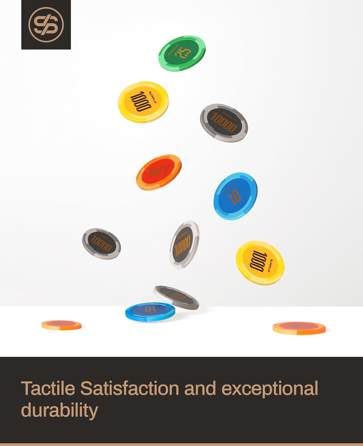 SLOWPLAY Godel Clay Poker Chips, 14 Grams Heavyweight Clay Composite, 40mm Large Chips in Bulk, Pack of 50 with Denomination of 1