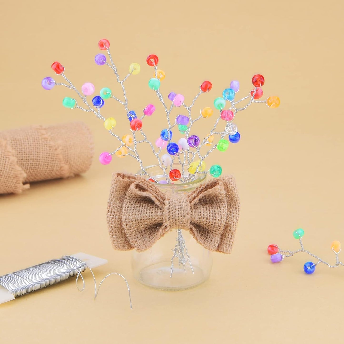 Hapeper 22 Gauge Floral Flexible Paddle Wire for Christmas Wreath Tree, Flower Arrangements, 3 Pack 114 Yards (Multicolored)