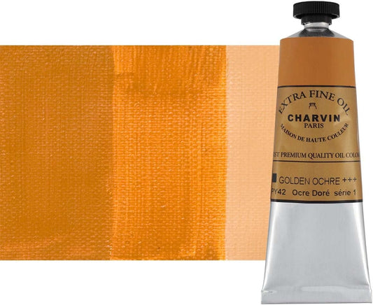 Charvin Extra Fine Oil Paint, Golden Ochre 60 ml - Triple-Milled, Rich Texture, Poppy Oil-Based, Light-Fast, Handmade, Archival Quality