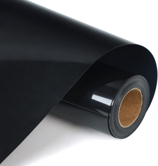 RENLITONG Black HTV Iron on Vinyl 12Inch by 10ft Roll Heat Transfer Vinyl for T-Shirt HTV Rolls for All Cutter Machine - Easy to Cut & Weed for Heat Transfer Design