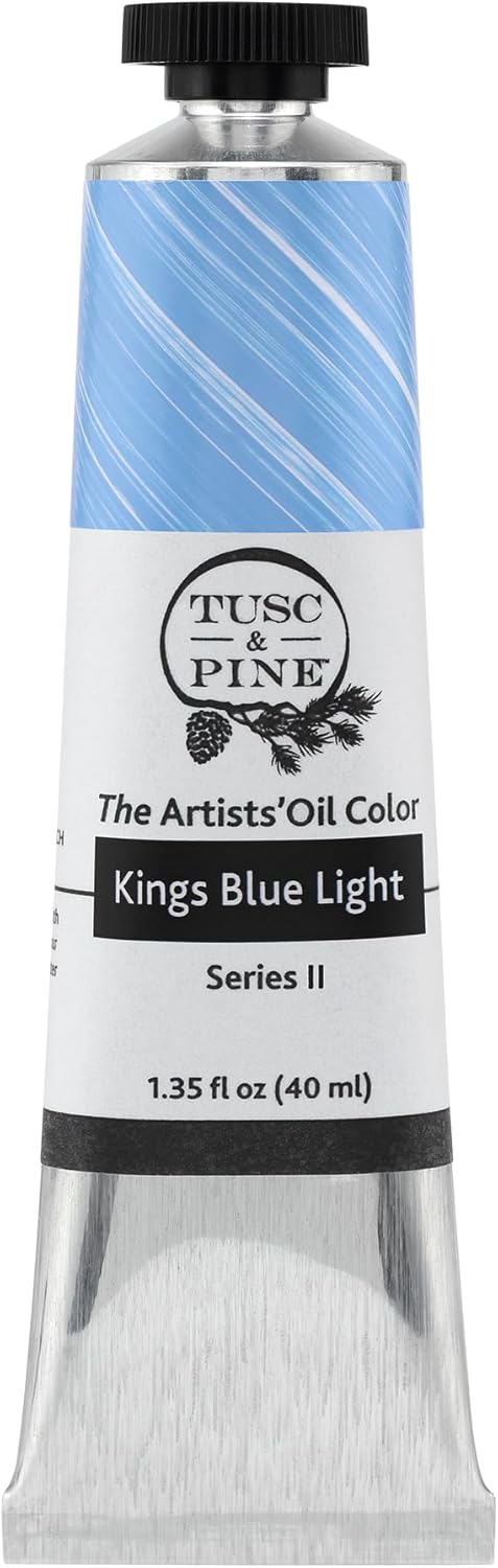 Tusc & Pine Artist Oil Paint - Kings Blue Light, 40 ml, Non-Yellowing, Rich & Creamy Consistency, Maximum Pigment Load, Small Batch Milled Oil Paints Made in the USA for Professional Artists