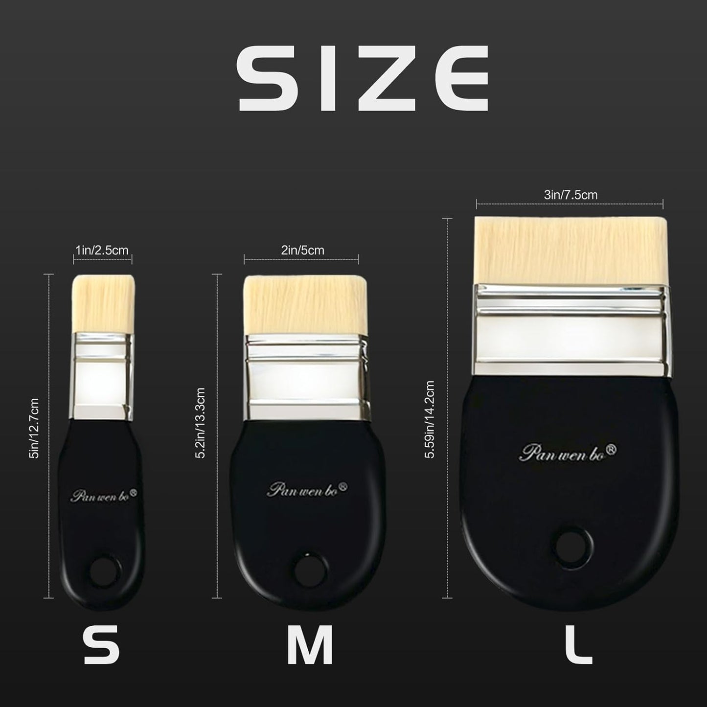 2 PCS Flat Paddle Paint Brush Set, Nylon Painting Brushes for Acrylic, Oil, Paint, Varnishes, Watercolor, Painter, Students, Artist and Watercolor Brushes Paints (1''&2'')