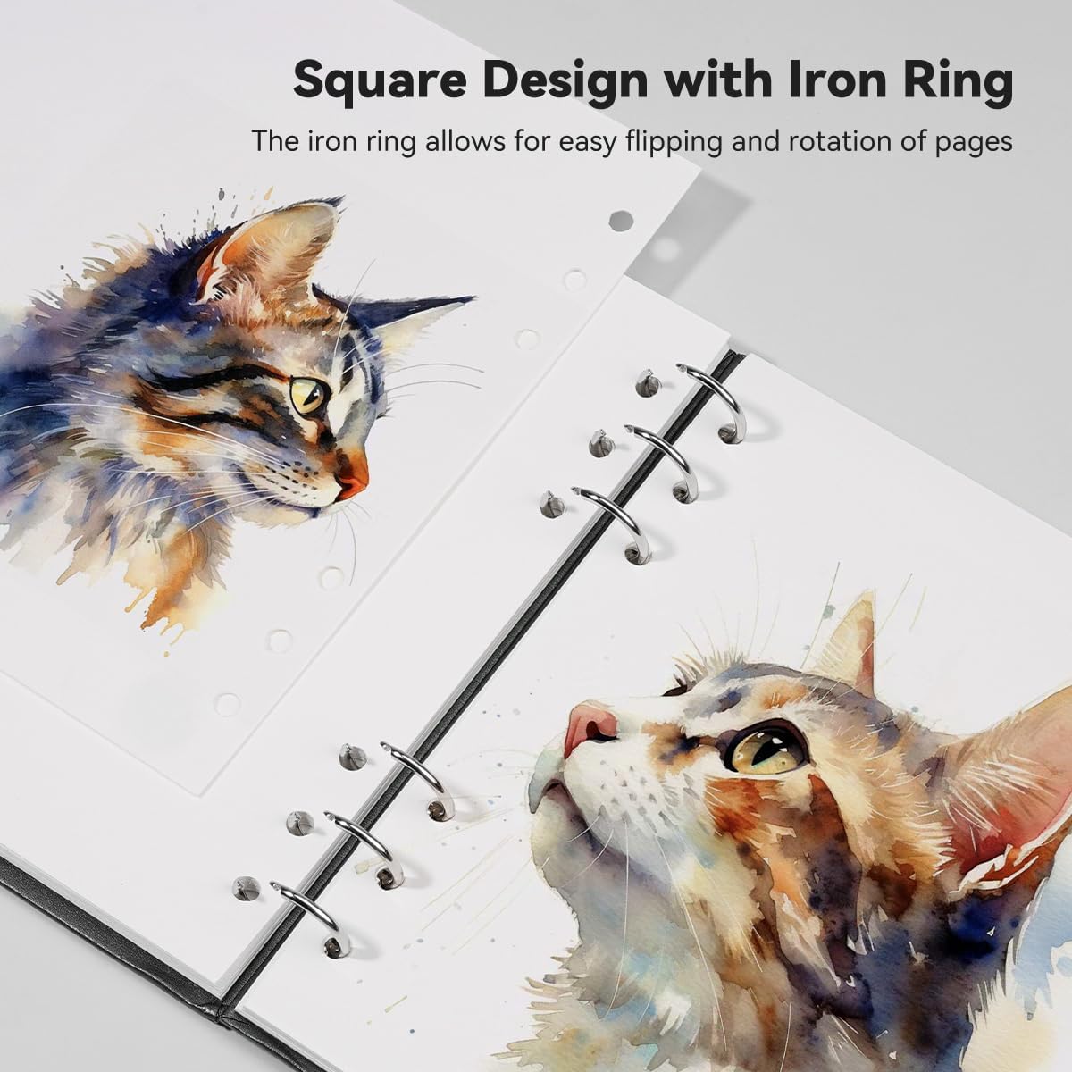 Lightwish Square Watercolor Journal,100% Cotton,300gsm/140lb,Acid-Free,20 Sheets Cold Press Watecolor Paper Sketchbook for Artists Adults Students,7.68 * 7.68 Inches