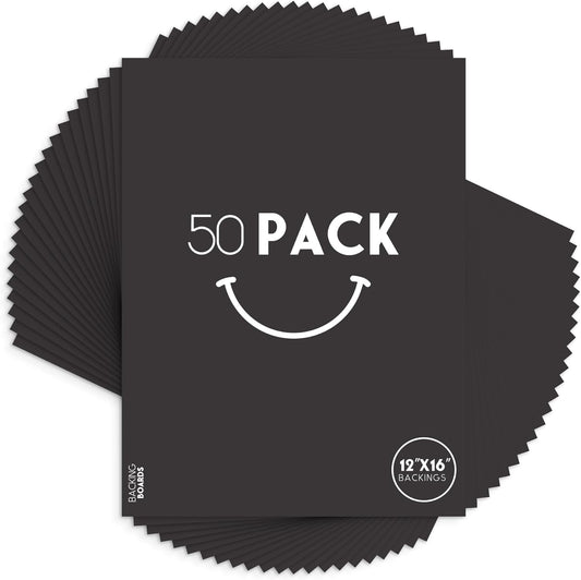 Golden State Art, 12x16 Uncut Photo Mat Matboard - Black Uncut Mats for DIY Projects, Presentation Boards, Art Crafts, Prints (50 Pack)