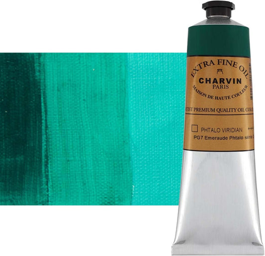 Charvin Extra Fine Oil Paint, Phthalo Viridian 150 ml - Triple-Milled, Rich Texture, Poppy Oil-Based, Light-Fast, Handmade, Archival Quality