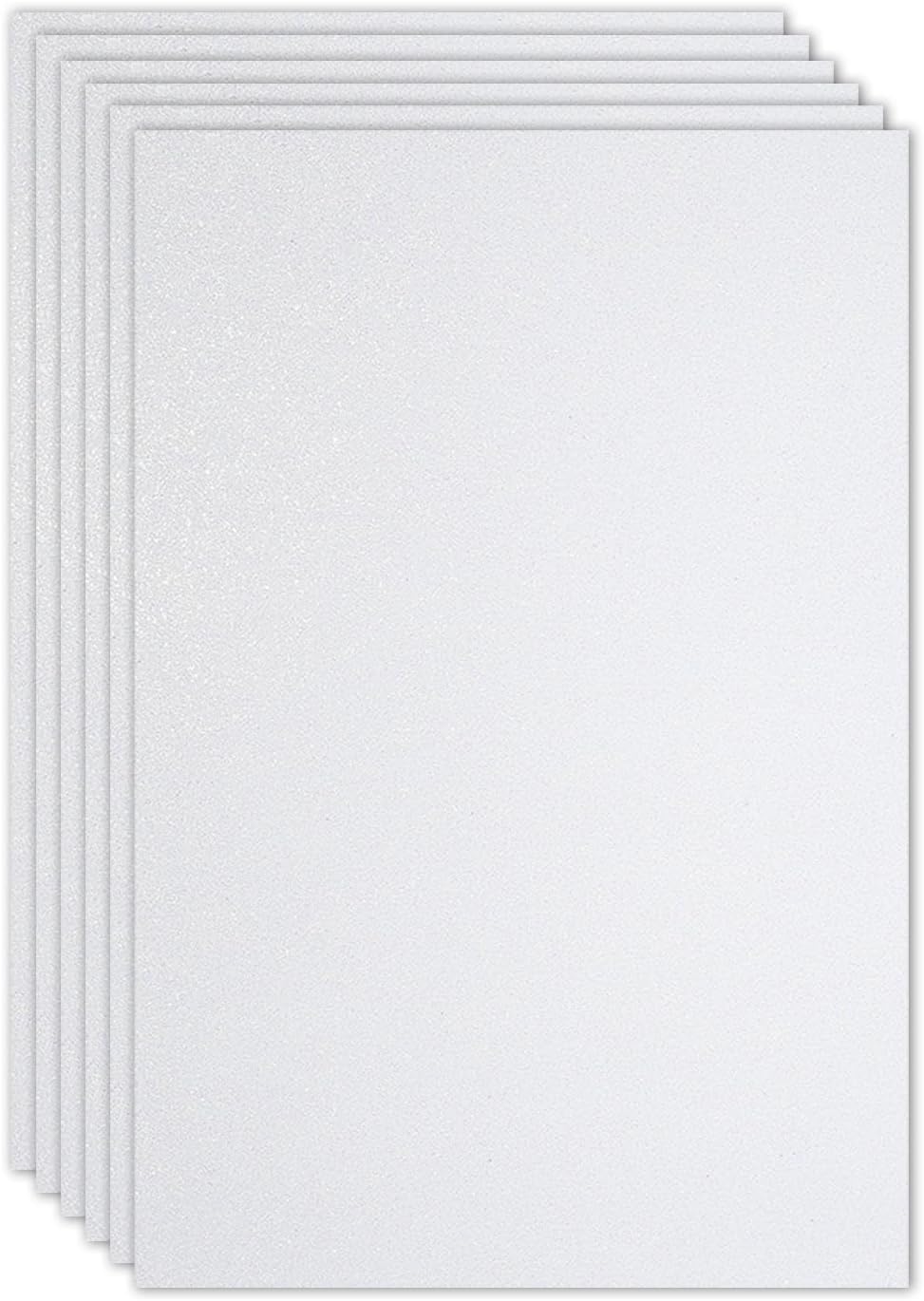PATIKIL 2mm(1/10") Thick Non Adhesive Glitter Foam Sheet 16x24inch(40x60cm) White, EVA Shiny Foam Board for Craft, 6 Pcs