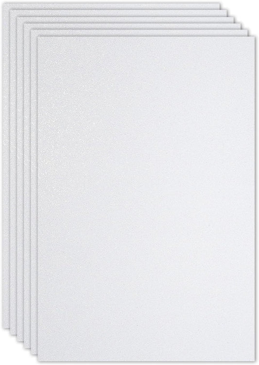 PATIKIL 2mm(1/10") Thick Non Adhesive Glitter Foam Sheet 16x24inch(40x60cm) White, EVA Shiny Foam Board for Craft, 6 Pcs