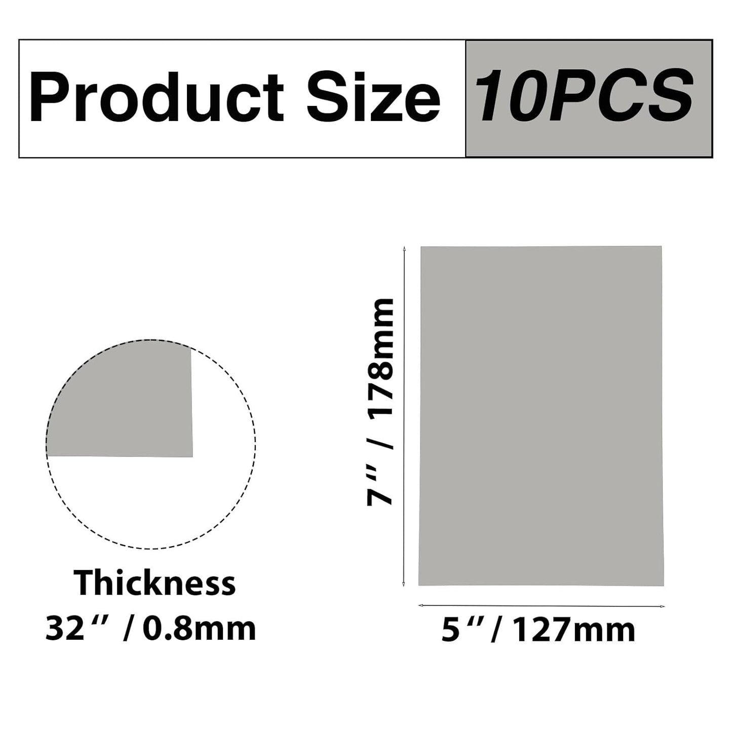 10Pcs Silver Anodized Aluminum Sheet 5" x 7" x 1/32" (0.8mm) Corrosion-Resistant Metal Plates for Laser Engraving, DIY Crafting, Sign Making, Home Decor