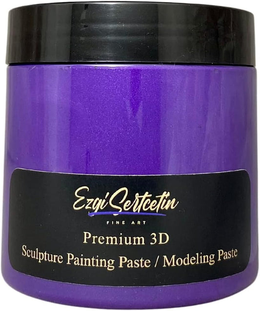 3D Sculpture Painting Paste|Texture Paste|Decorative Plaster|Ready to Use|Unique Colors|Ideal for Artwork|Stencil|Flowers|Texture|Art Relief|New Formula| 6 oz (Metallic Purple)