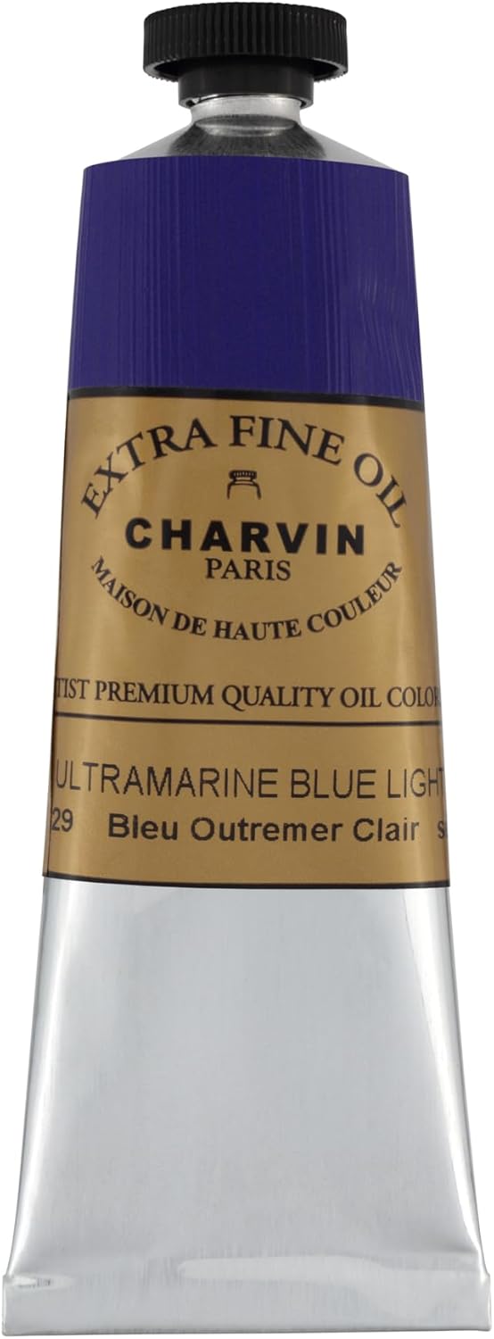 Charvin Extra Fine Oil Paint, Ultramarine Blue Light 60 mL - Triple-Milled, Rich Texture, Poppy Oil-Based, Light-Fast, Handmade, Archival Quality