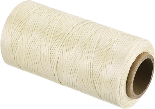 MECCANIXITY Waxed Thread,197 Yard 1mm 210D Flat Wax Thread Polyester Waxed String for Leather Sewing Hand Weaving Book Binding Home Decoration,Cream White