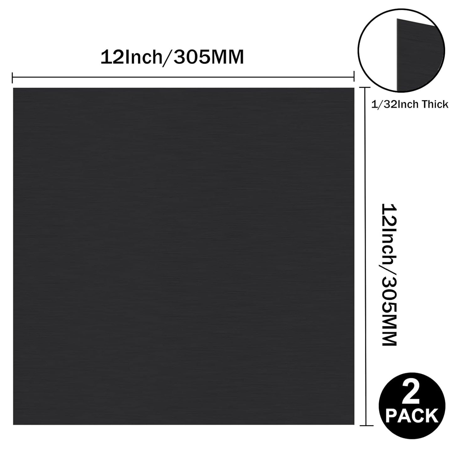 2Pack Anodized Aluminum Sheet 12 x 12 x 1/32 Inch Black Anodized Metal Plates for Laser Engraving 0.8MM Thin Decorative Aluminum Sheets for Crafting