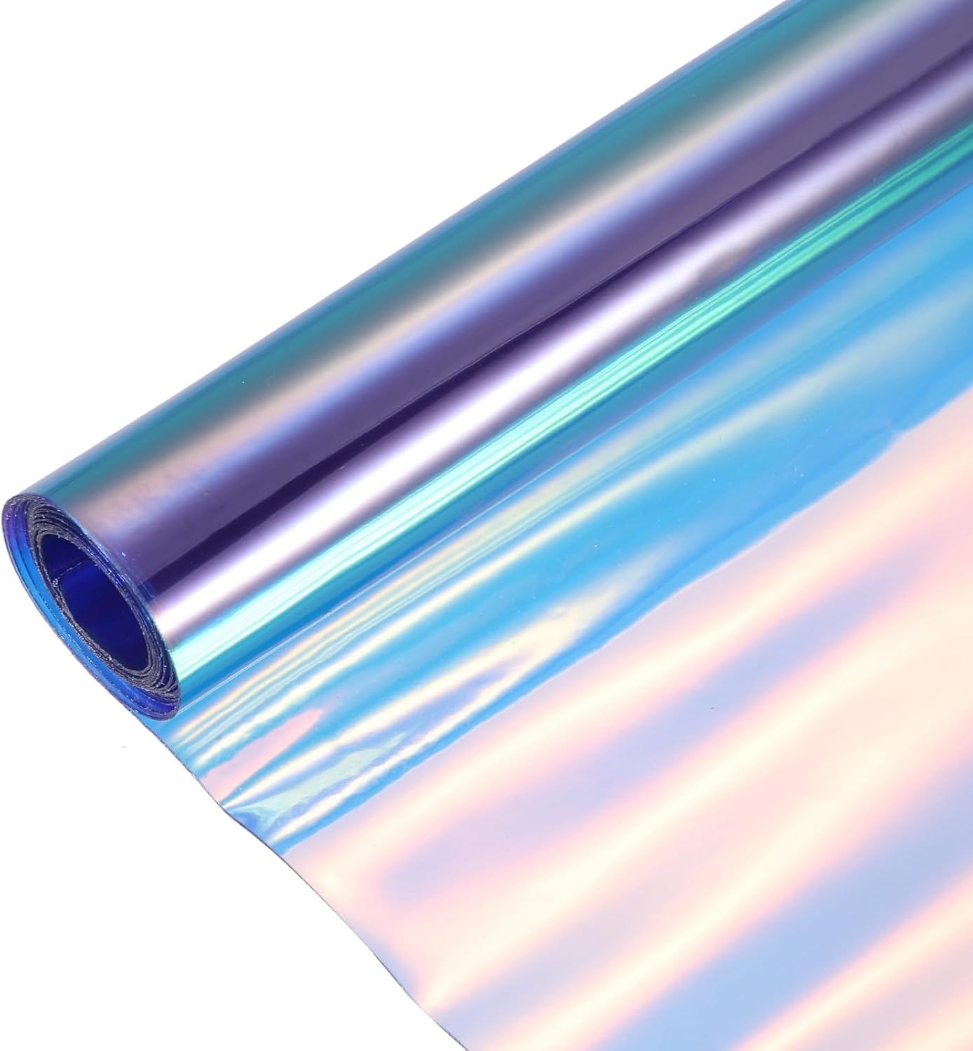 MECCANIXITY Holographic Clear PVC Vinyl Film Holographic PVC Fabric Waterproof Dichroic Film 12 x 48 Inch for Handbags Bows Earrings DIY Craft,Laser Blue