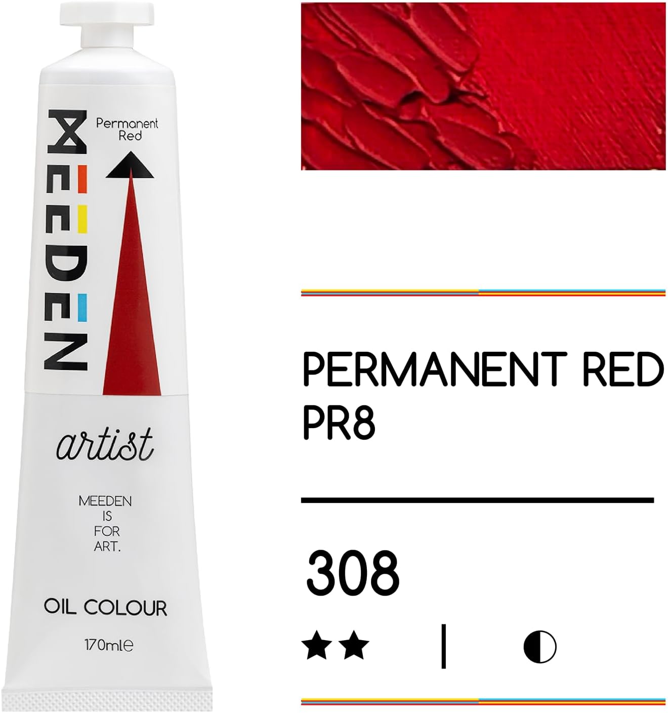 MEEDEN Artist Grade Oil Paint: Permanent Red - 170ml/5.7oz Tube - Professional Art Paints for Canvas Painting