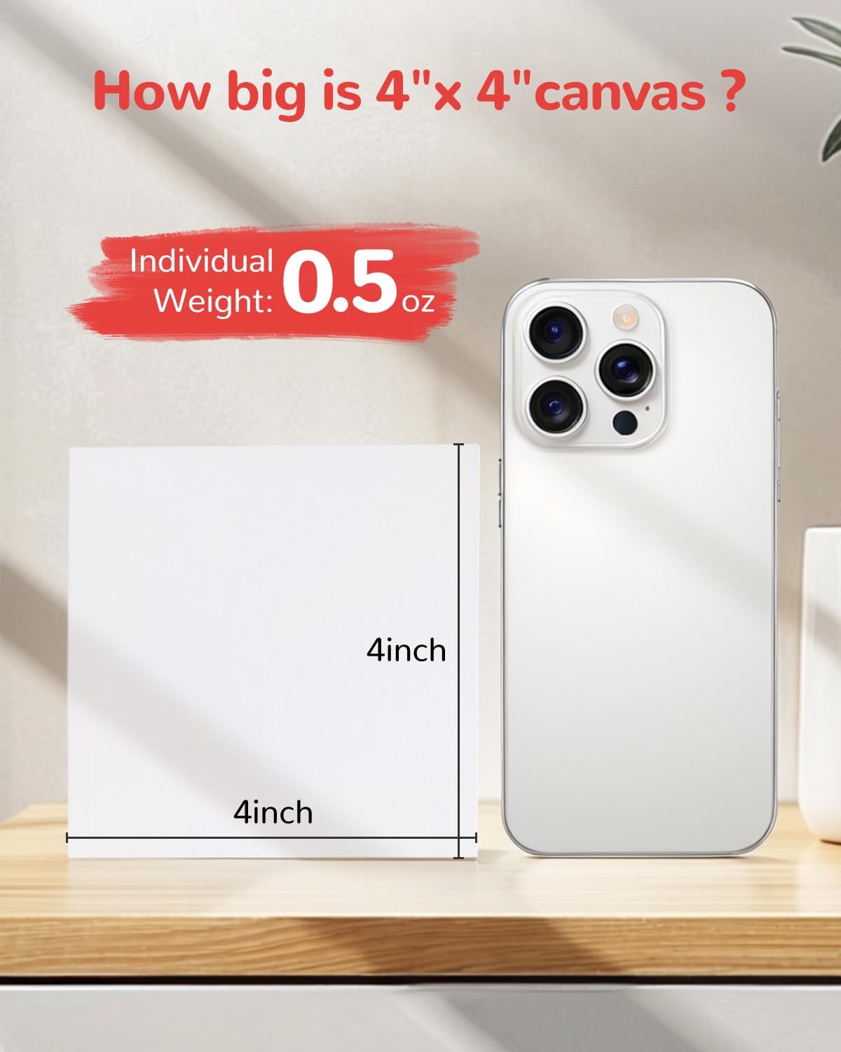 Mini Canvas Boards 48 Pack, 4x4 Inch Painting Canvas Panels, 100% Cotton Pre-Primed for Acrylics Oil Watercolor Tempera Paints