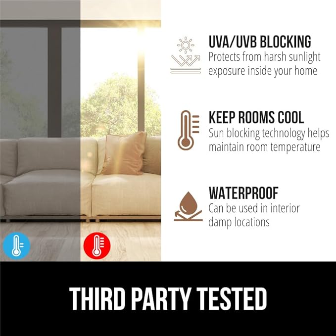 Gorilla Guard Window Privacy Film, Removable Two Way Sun Blocking, Reusable No Residue Stickers, Strong Static Clings to Glass Windows, Decorative Bathroom Door Coverings, 11.8 x 78.7 Inch, Frosted